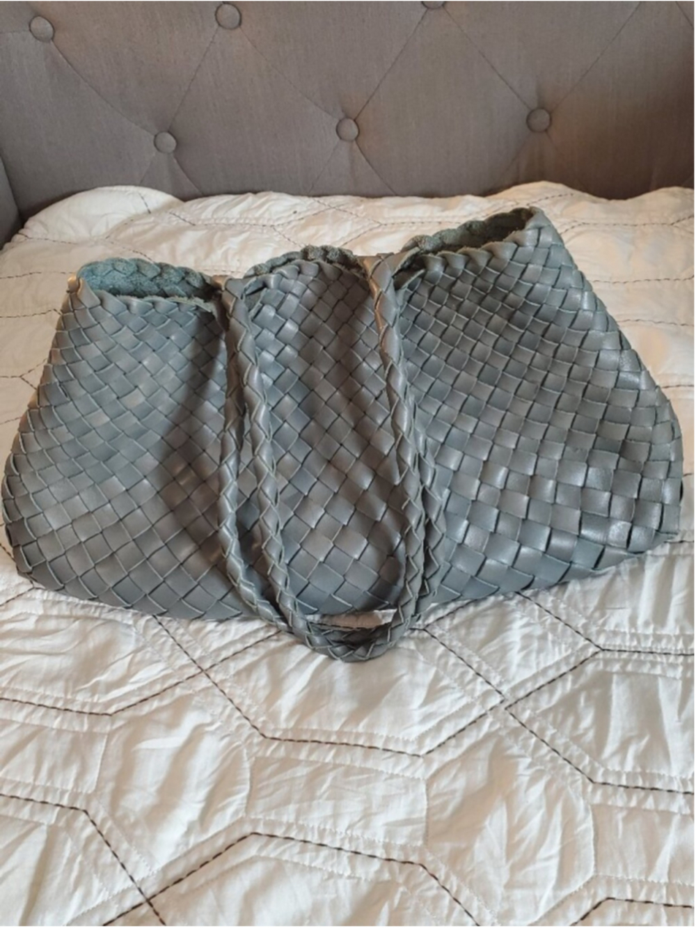 Braided woven leather bag
